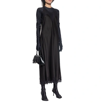 Shop Balenciaga Satin Strappy Midi Dress