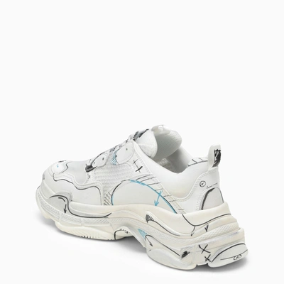 Shop Balenciaga White Triple S Sneakers With Sketches