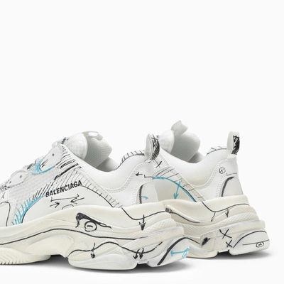 Shop Balenciaga White Triple S Sneakers With Sketches