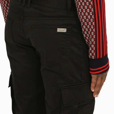 Shop Balmain Black Cotton Cargo Trousers