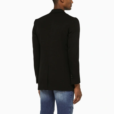 Shop Balmain Black Cotton Double Breasted Jacket