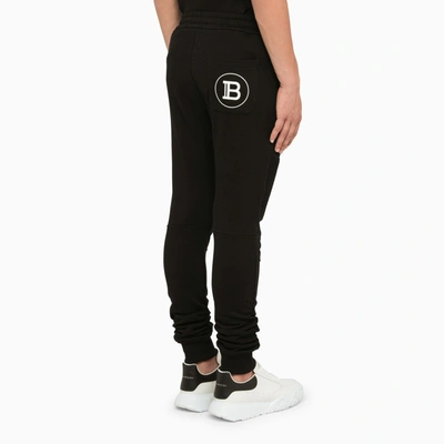 Shop Balmain Black Cotton Jogging Trousers