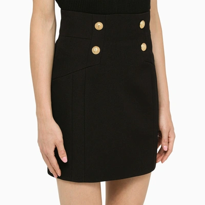 Shop Balmain Black Miniskirt With Gold Buttons