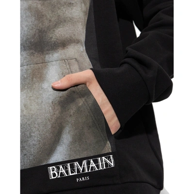 Shop Balmain Cotton Hoodie Sweatshirt
