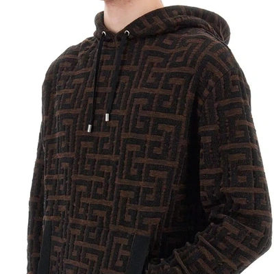 Shop Balmain Hooded Monogram Sweatshirt
