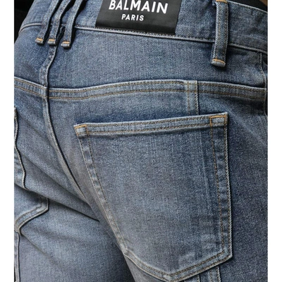 Shop Balmain Ribbed Slim Fit Denim Jeans