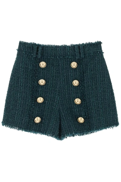 Shop Balmain Shorts In Tweed