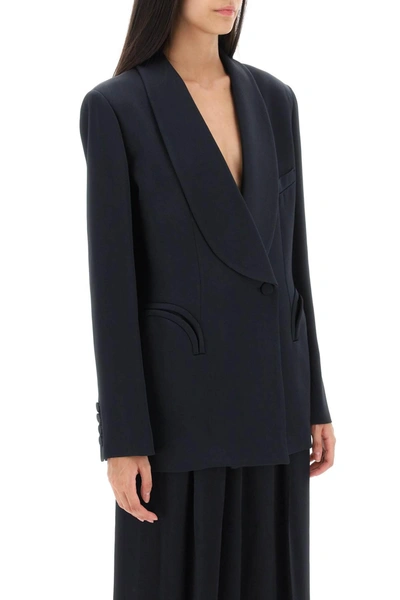 Shop Blazé Milano Blaze Milano 'heart Smoking Novalis' Double Breasted Blazer In Crepe Satin