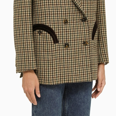 Shop Blazé Milano Beige Wool Double Breasted Jacket