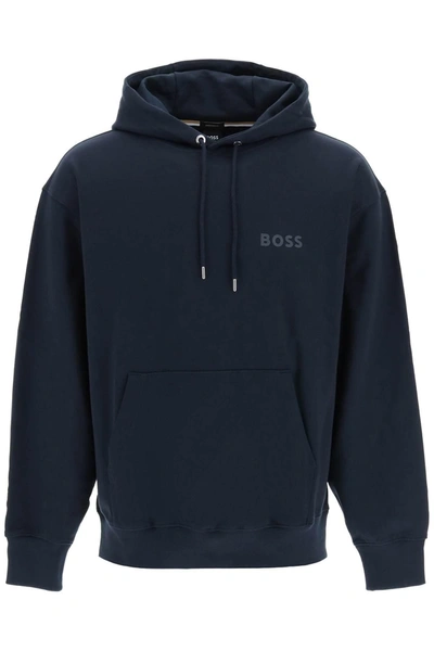Shop Hugo Boss Boss Rubberized Logo Detail Hoodie