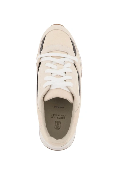 Shop Brunello Cucinelli Suede Sneakers With Monili Insets