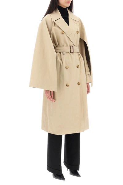 Shop Burberry 'ness' Double Breasted Raincoat In Cotton Gabardine