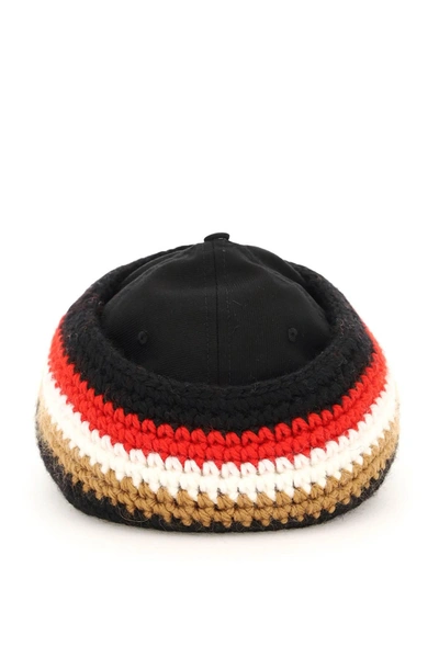 Shop Burberry Baseball Cap With Knit Headband