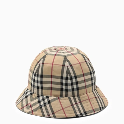 Shop Burberry Beige Hat With Vintage Check Motif