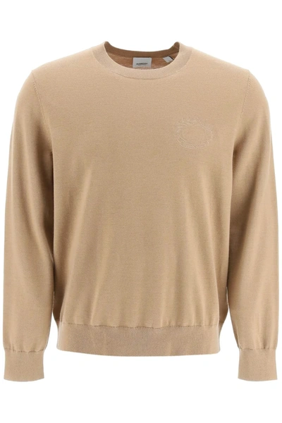 Shop Burberry Crest Embroidery Sweater