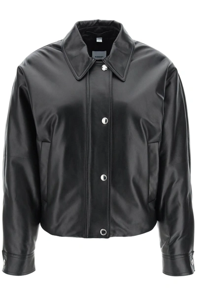 Shop Burberry Embroidered Ekd Leather Jacket