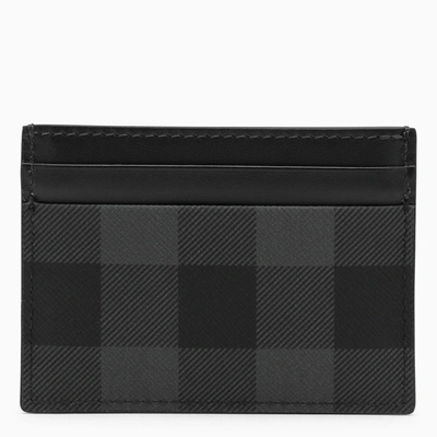 Shop Burberry Grey Card Holder With Check Motif