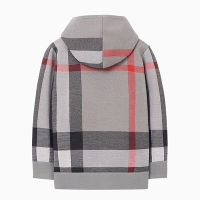 Shop Burberry Grey Check Knitted Hoodie