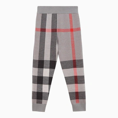 Shop Burberry Grey Knitted Check Trousers
