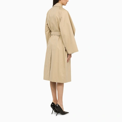 Shop Burberry Honey Cotton Double Breasted Trench Coat