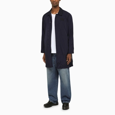Shop Burberry Single Breasted Navy Trench Coat