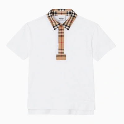 Shop Burberry White/beige Cotton Polo Shirt