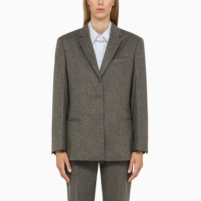 Shop Calvin Klein Grey Wool Tailored Jacket