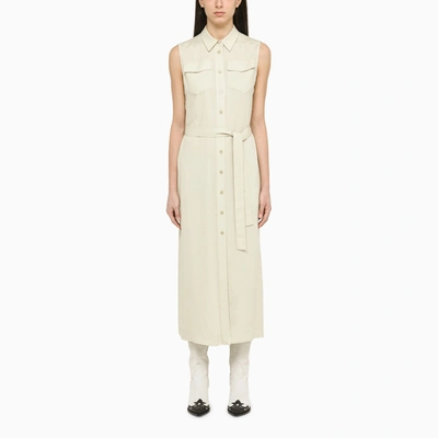 Shop Calvin Klein Midi Ivory Chemisier Dress