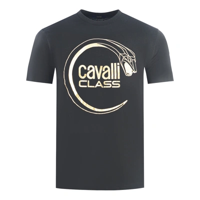 Shop Cavalli Class Piercing Snake Logo Black T-shirt