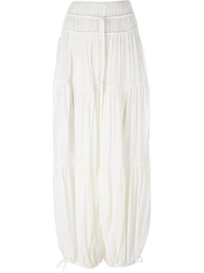 Shop Chloé Fine Sheer Crêpe Harem Pants In White