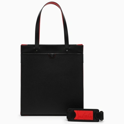 Shop Christian Louboutin Black/red Leather Tote Bag