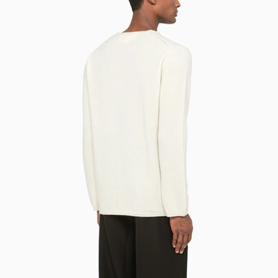 Shop Comme Des Garçons Shirt Ivory Coloured Wool Crew Neck Sweater
