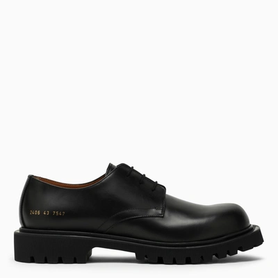 Shop Common Projects Black Leather Lace Up