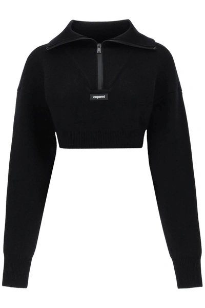 Shop Coperni Half Zip Cropped Boxy Wool Sweater