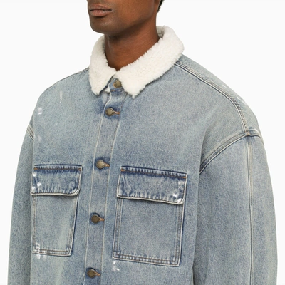 Shop Darkpark Light Blue Denim Warren Over Shirt Jacket