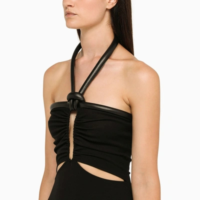Shop David Koma Black Draped Midi Dress