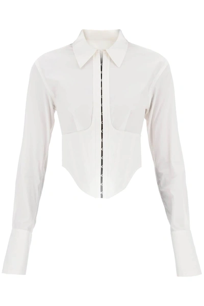 Shop Dion Lee Cropped Shirt With Underbust Corset