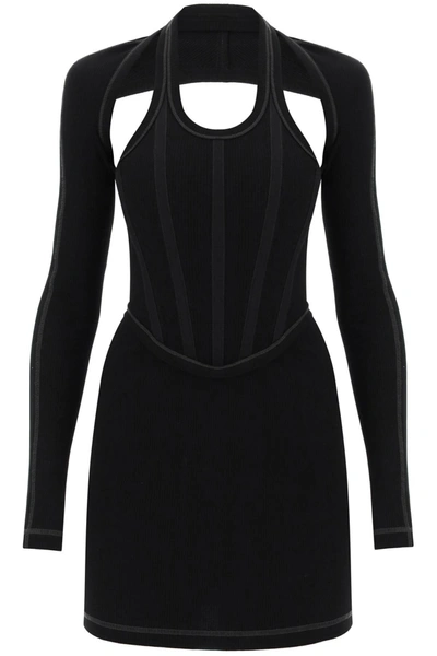 Shop Dion Lee Modular Corset Minidress In Cotton Rib