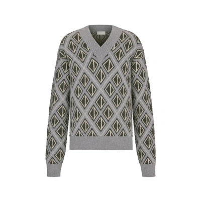 Shop Dior Cd Diamond Motif Wool Sweater