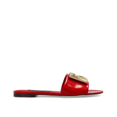Shop Dolce & Gabbana Bianca Glossy Slides