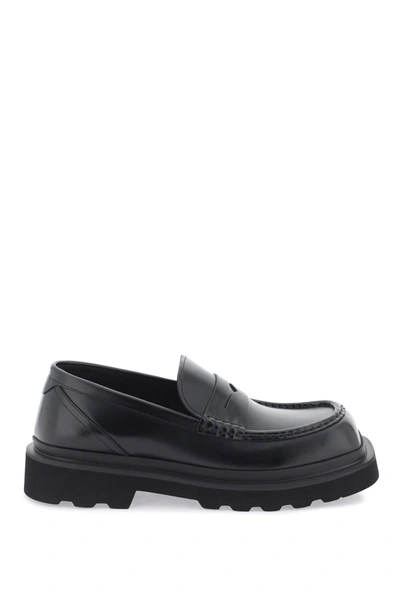 Shop Dolce & Gabbana Brushed Leather Loafers