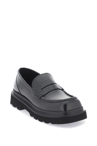 Shop Dolce & Gabbana Brushed Leather Loafers