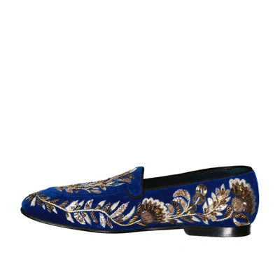 Shop Dolce & Gabbana Embelished Velvet Loafers