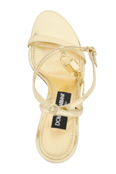 Shop Dolce & Gabbana Laminated Leather Sandals With Charm