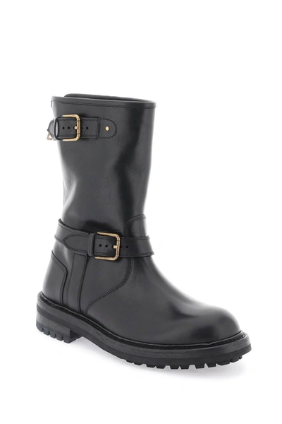 Shop Dolce & Gabbana Leather Biker Boots