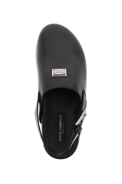 Shop Dolce & Gabbana Leather Clogs With Buckle