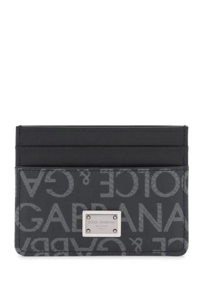 Dolce & Gabbana Leather Credit Card Holder In Black / Grey | ModeSens