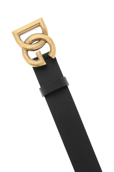Shop Dolce & Gabbana Lux Leather Belt With Crossed Dg Logo