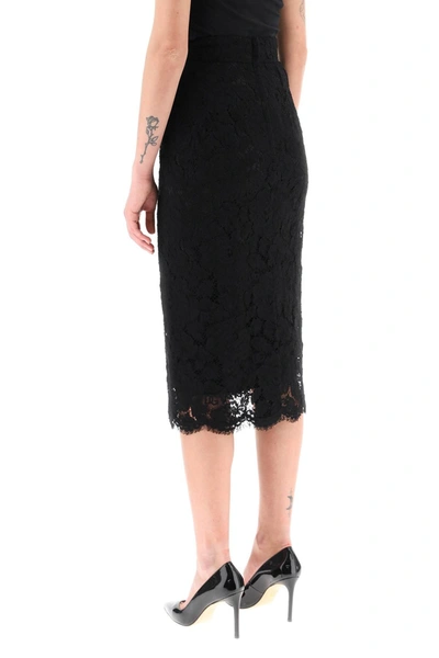 Shop Dolce & Gabbana Midi Lace Pencil Skirt