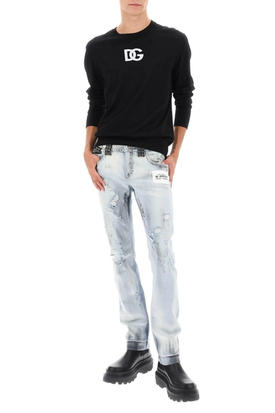 Shop Dolce & Gabbana Re Edition Jeans With Leather Detailing